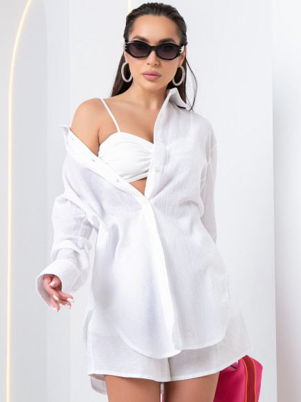 Рубашка пляжная однотонная oversize